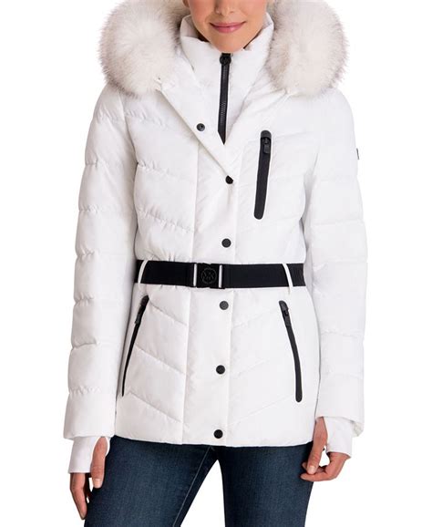 michael kors marsha faux fur hood trim cargo jacket|michael kors puffer jackets.